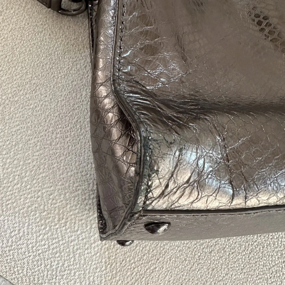 Michael Kors Faux Snakeskin Embossed Metallic Satchel